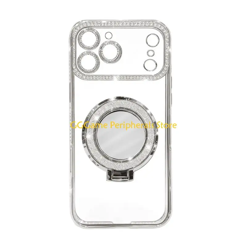 U55B Elegant Diamante Silicone Case Built In Mirror Suitable for Phone 17