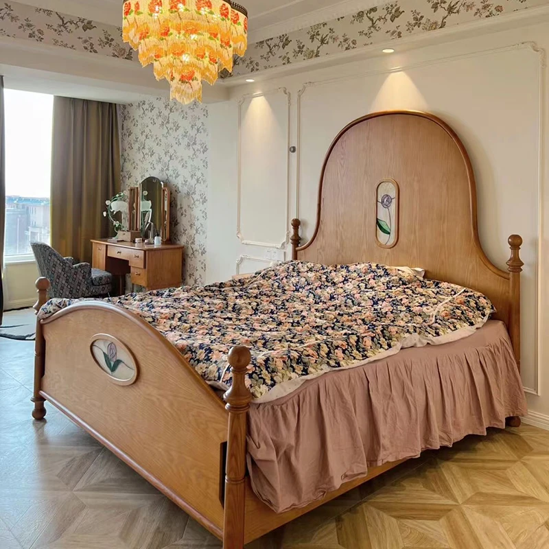 

Wood Girls Bedroom Bed Modern High Headboard House Hotel King Size Bed Double Adults Princesse Camas De Dormitorio Furniture