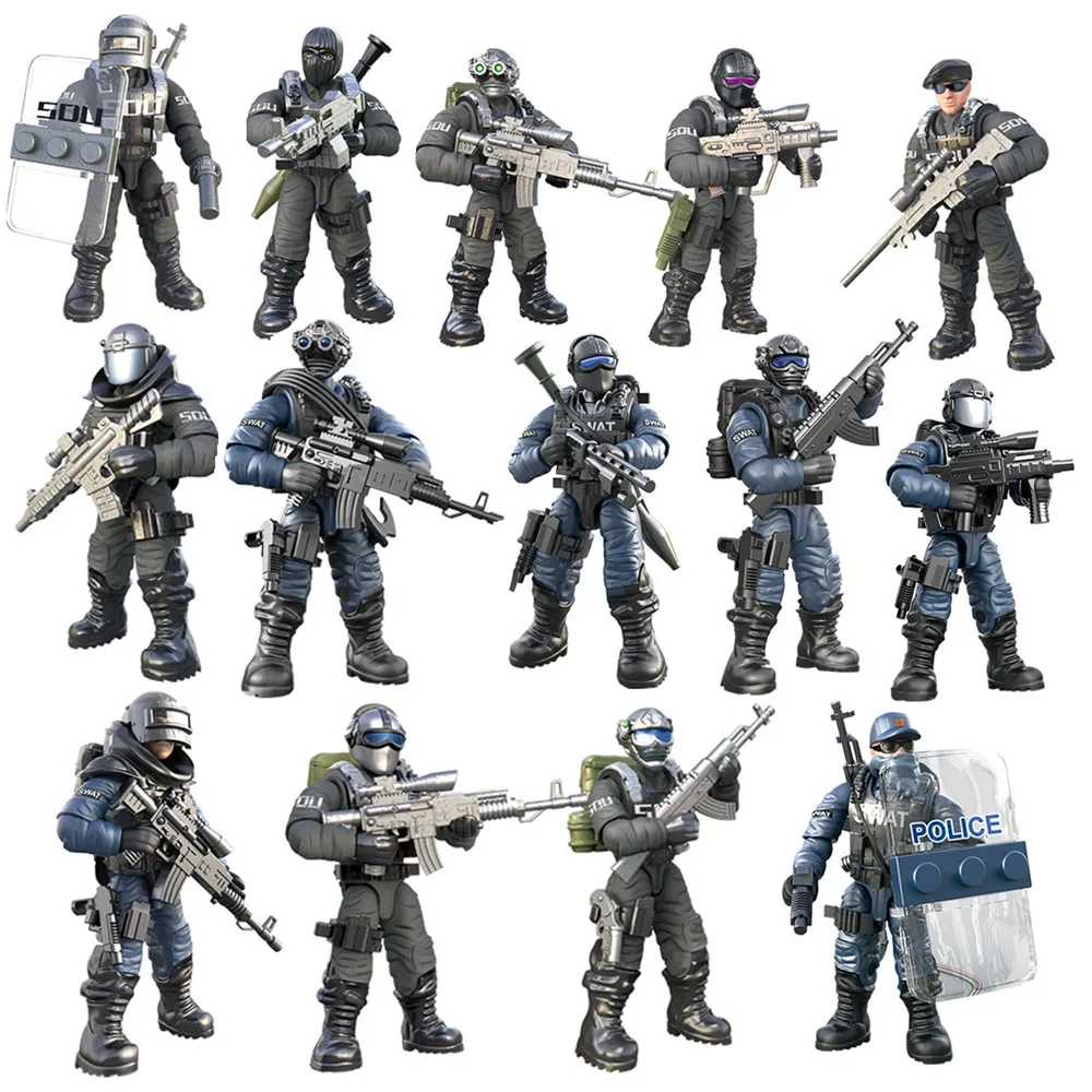 2022 Military Army World War WW2 SWAT Soldiers Police Figures Building Blocks Bricks Learning Toys For Children Gift