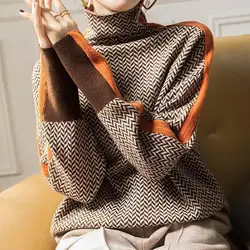 Alobee New Turtleneck Women Sweater Knitted Popular Slim Knit Sweater Streetwear Sweet Sweaters Women All-Match Jumper Female