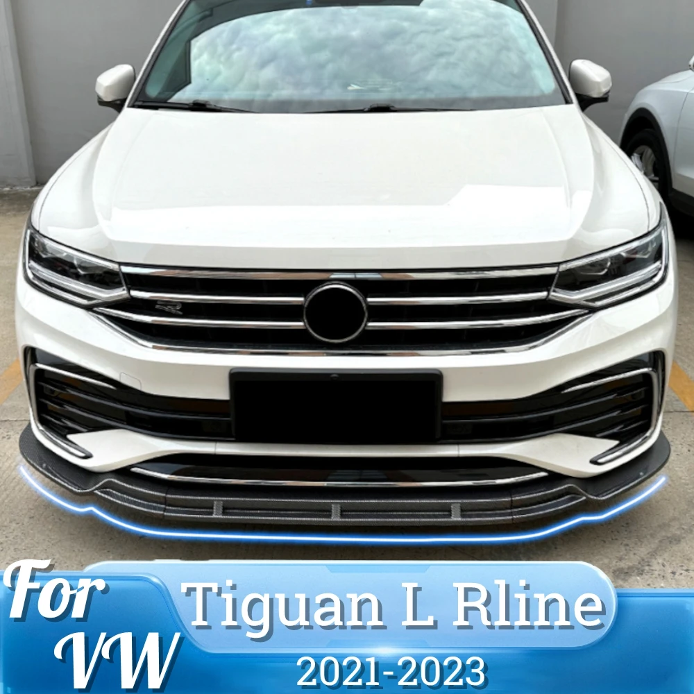 

Для Volkswagen Tiguan Rline L 2021 2022 2023 + 3 шт. передний бампер, диффузор, спойлер, сплиттер, ABS, глянцевый черный комплект модификации автомобиля