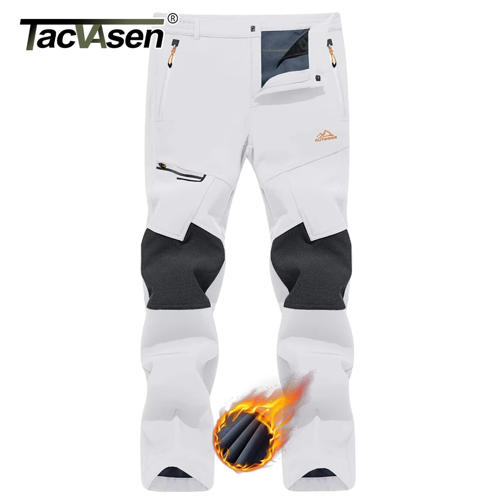 TACVASEN Winter Men's Hiking Pants Warm Thermal Fleece Lined Windproof Outdoors Working Fishing Camping Mountain Ski Pants