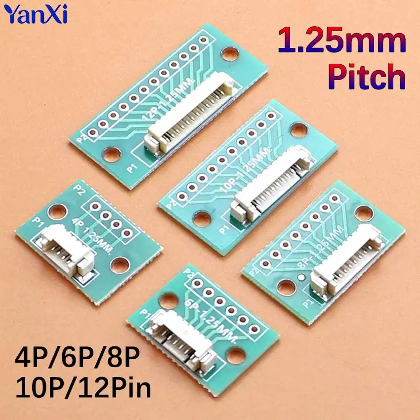 1.25mm Pitch FPC FFC Connector 4 6 8 10 12 Pin SMD Terminal Test Board 1.25 To DIP 2 54mm PCB Adapter Board For DIY Electronic