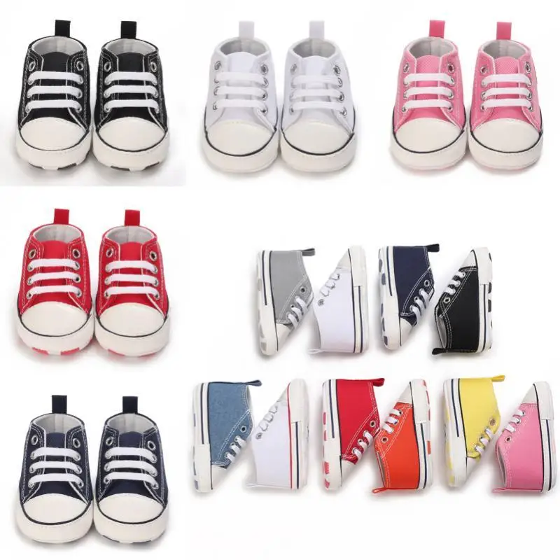 0-18M Newborn Baby Shoes for Boys and Girls Classic Fashion Canvas Casual Sports Shoes Baby Soft Sole Walking Shoes