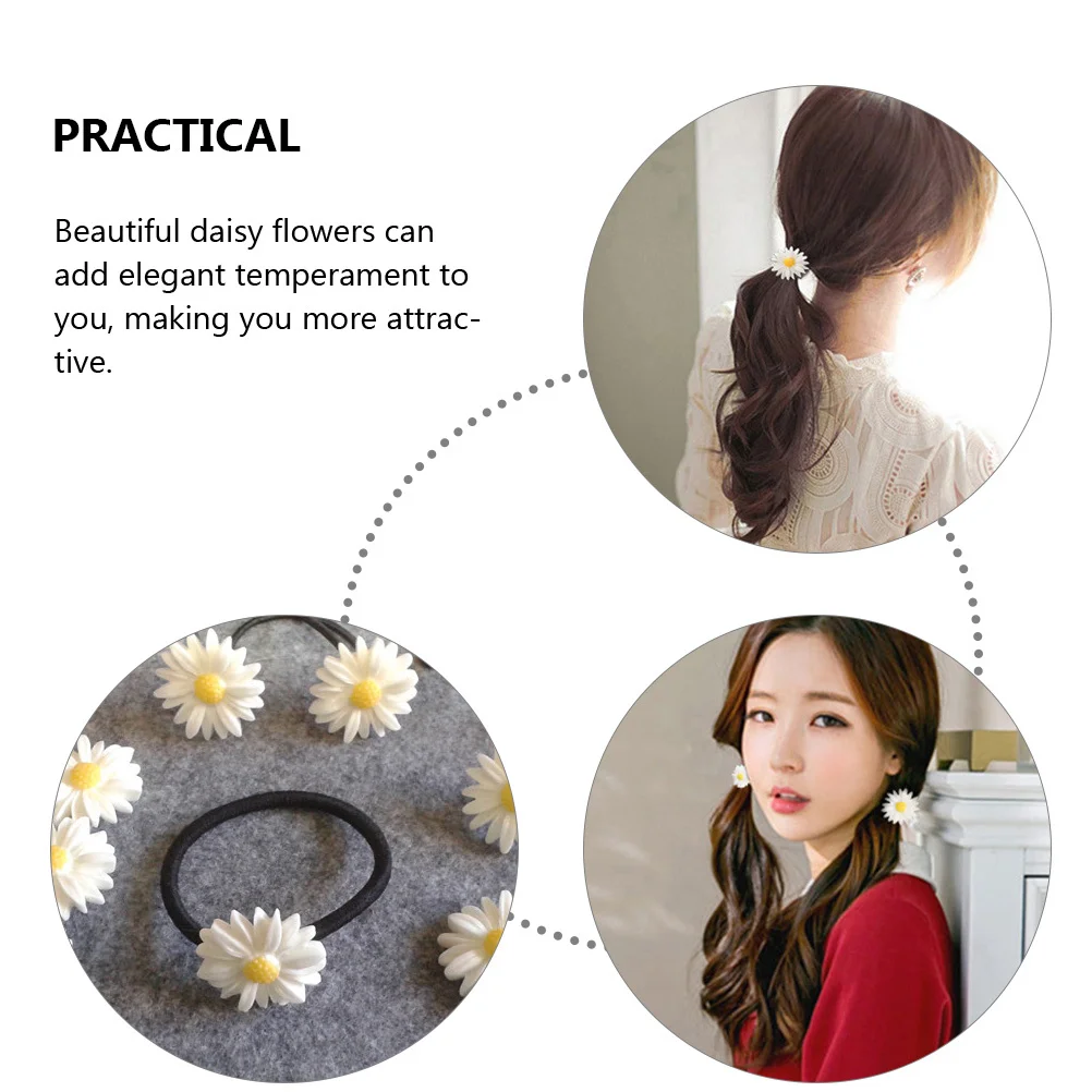 

9pcs Daisy Ties Flower Elastic Hair Band Ponytail Holders For Women Hair Accessories Soft Rope Headdress