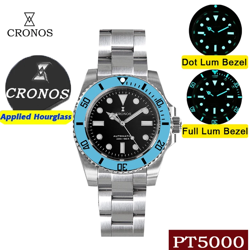 Cronos Sub Diving Men Automatic Mechanical Watch No Date PT5000