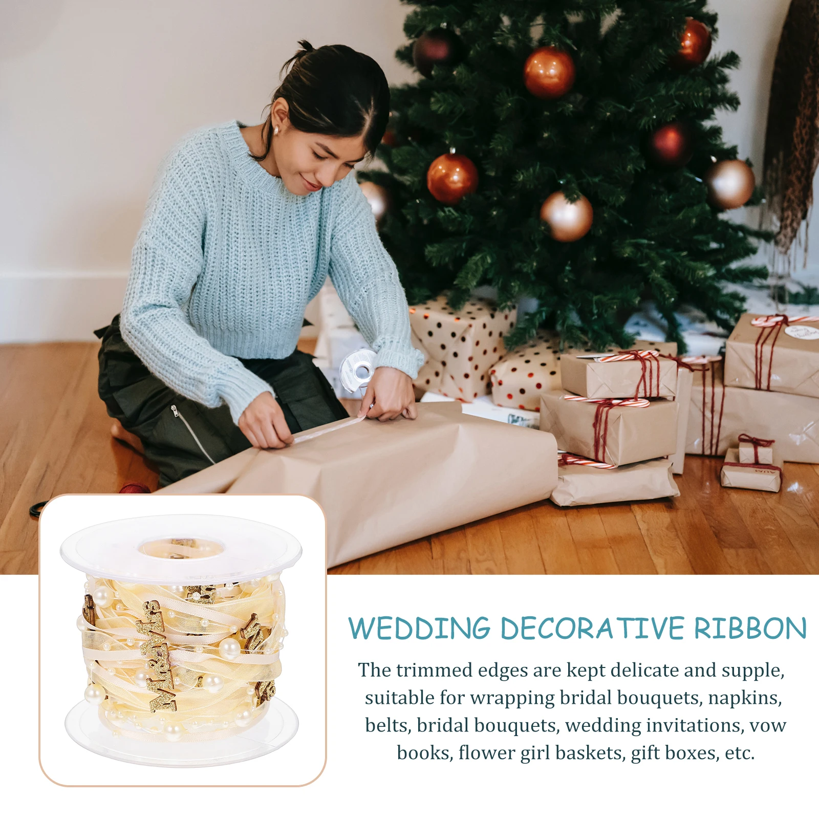 

1 Roll 15Mm Vintage Wedding Decorative Ribbons Craft Bouquet Gift Wrapping Floral Ribbon Backdrop Diy Supplies Cake Box Hair