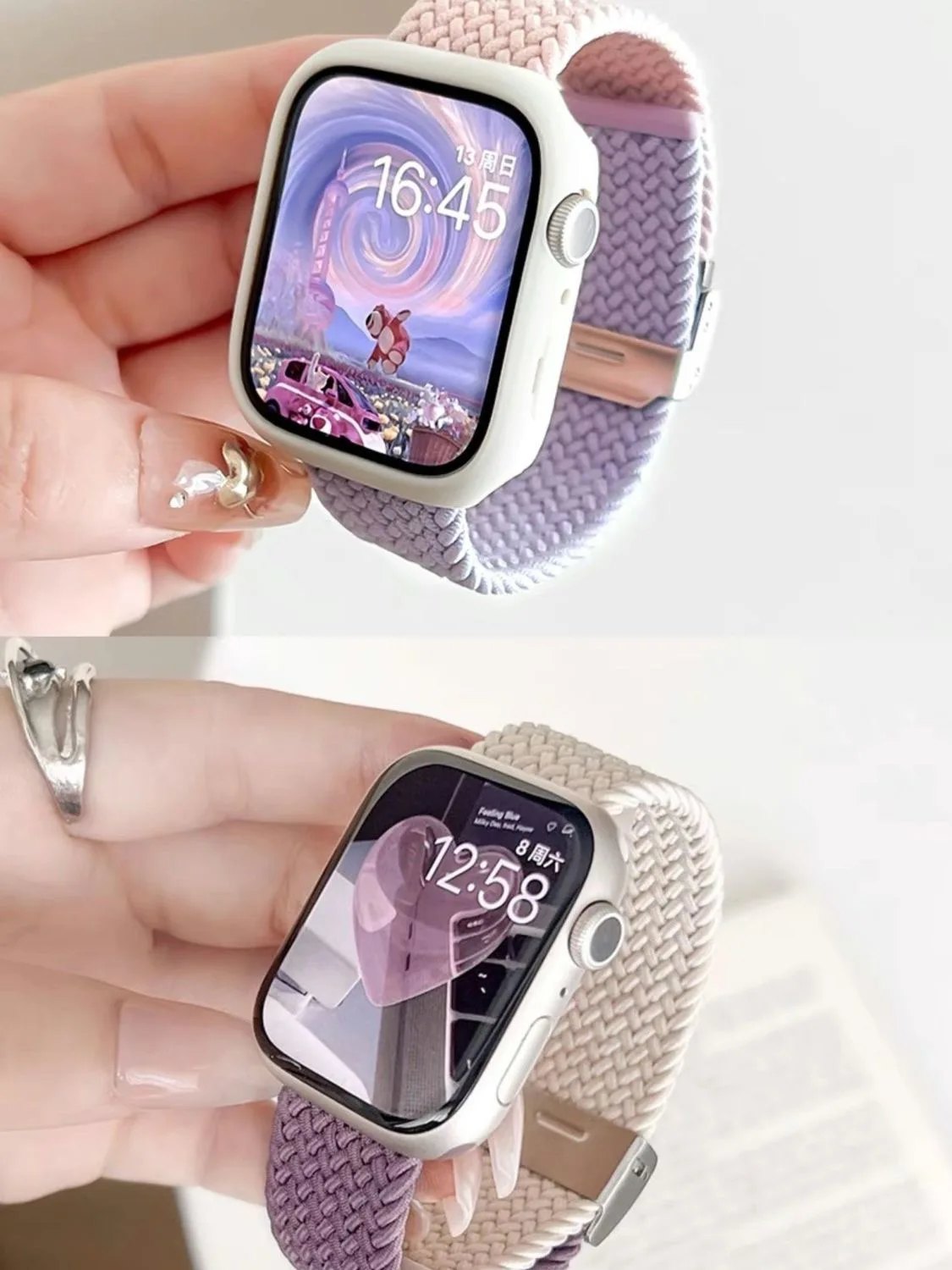 Nowy kontrastowy nylonowy pasek SE pasujący do Apple iWatch8 elastyczny iWatch 9 generacji Apple Ultra