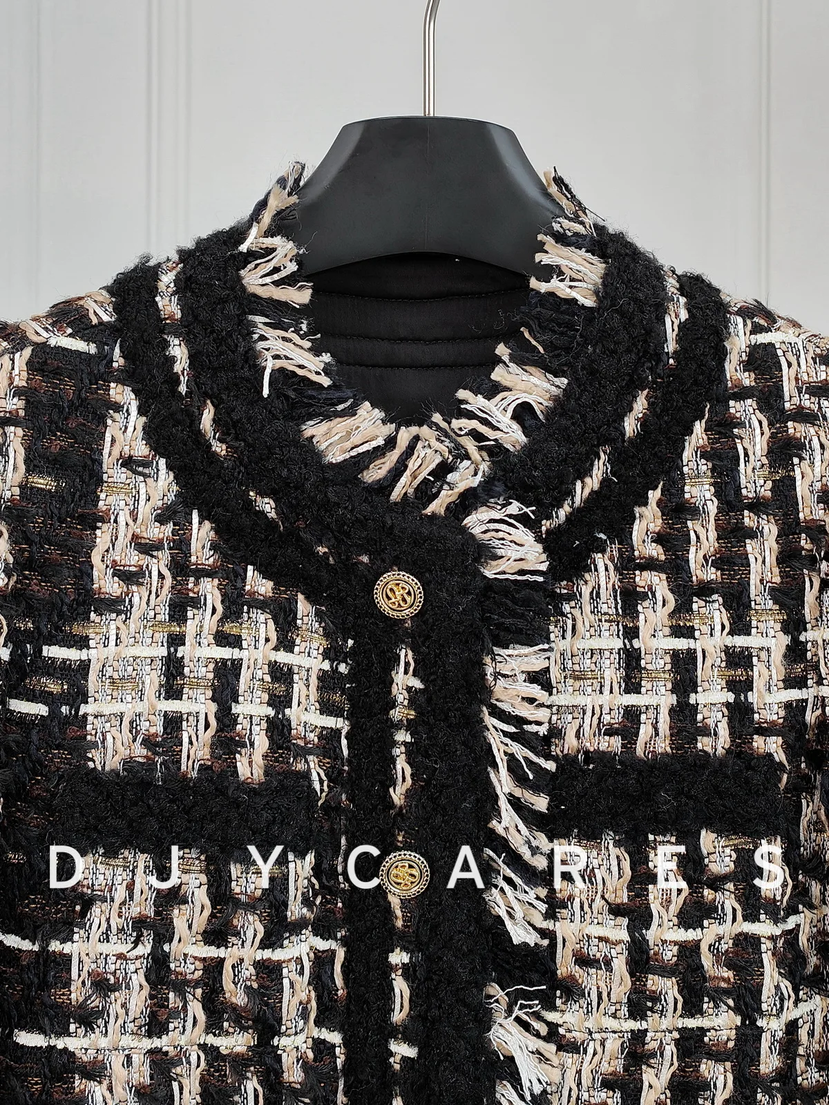 New Coarse tweed heavy tassel jacket top big size E054