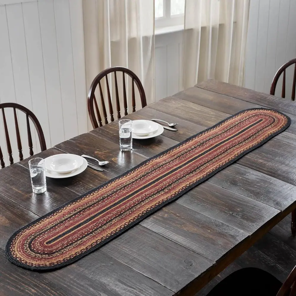 

Braided Jute Oval Table Runner, Red and Black, 13 x 72