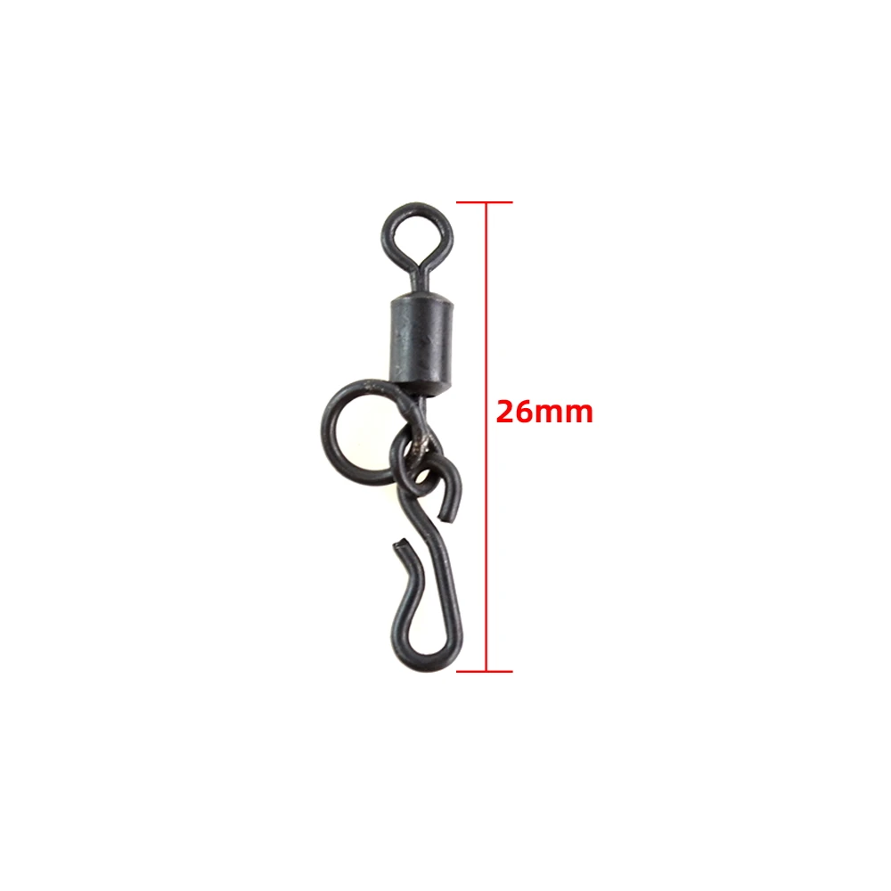 Hirisi AG147 20Pcs Carp Fishing Swivels Matt Black Quick Change Snap Swivels with Solid Rings Terminal Tackle for Carp Rigs view 5