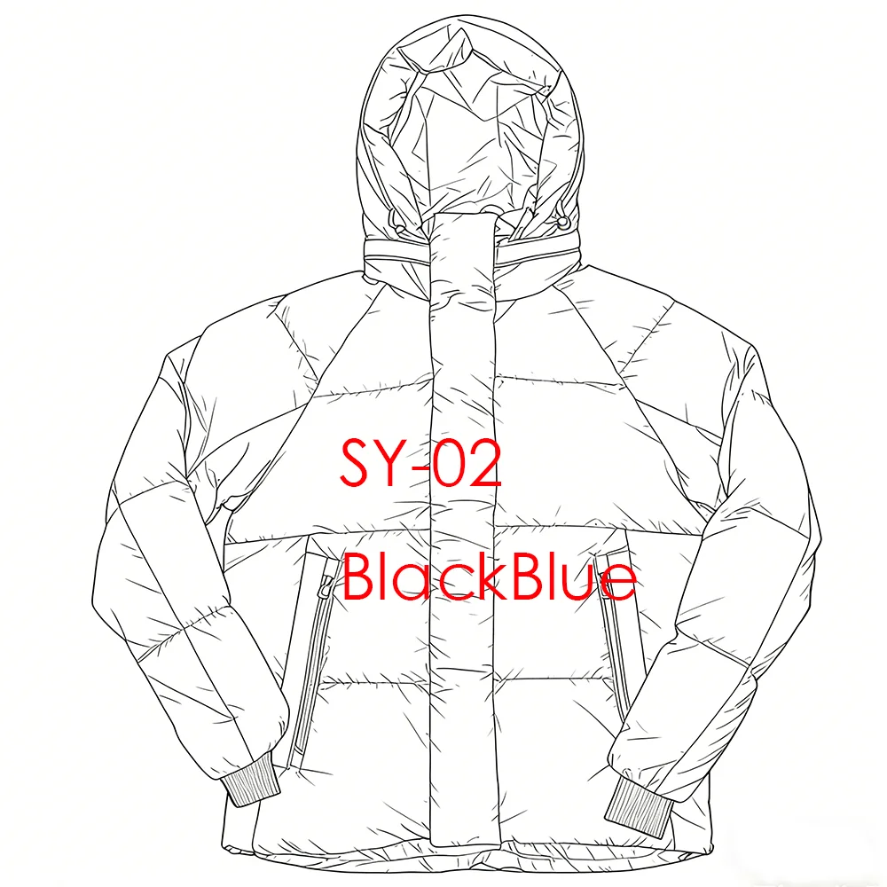 

SY-02 зимняя мужская плюшевая толстая теплая куртка с капюшоном eFashion пуховик черный синий Y2k уличная одежда мужское пальто