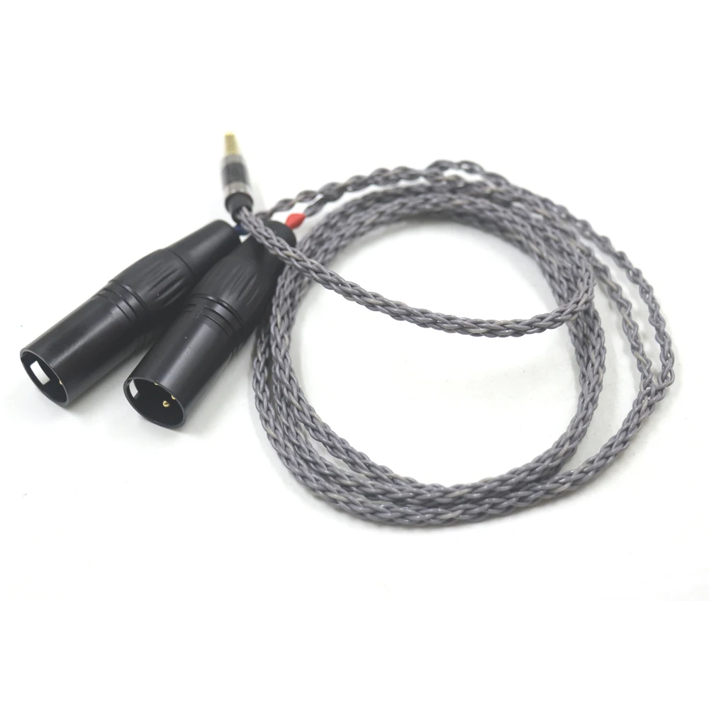Grey High Quality 8 Cores Silver Plated 4.4mm Balanced Male to Dual 2x 3pin XLR Balanced Male Audio Adapter Cable