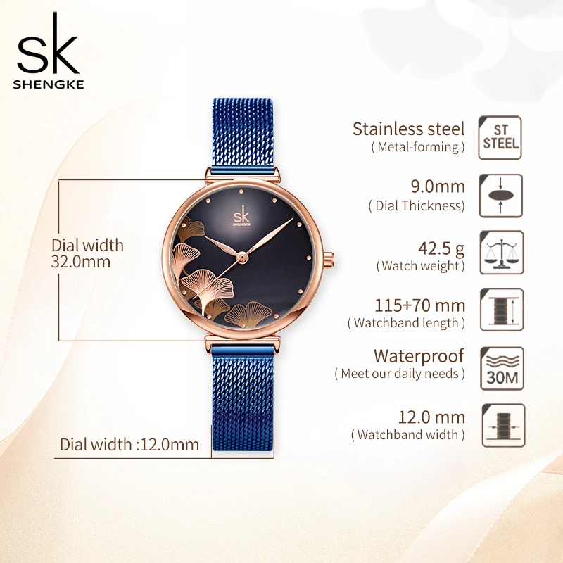 Shengke Watch For Women Creative Brown Mesh Band Women Watch Japanese Quartz Reloj Mujer Fashion Designer Serise Montre Femme