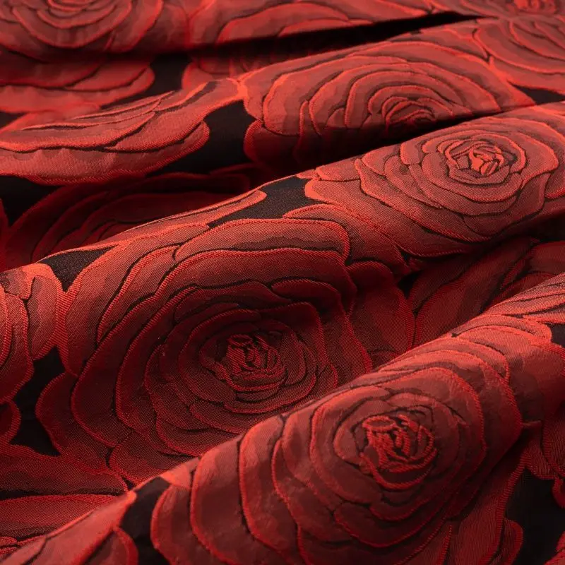 Vin rouge Floral Vintage taille haute robe de bal a-ligne jupe ample pour femmes longueur aux genoux jupes longues pour femmes vêtements mode 2025