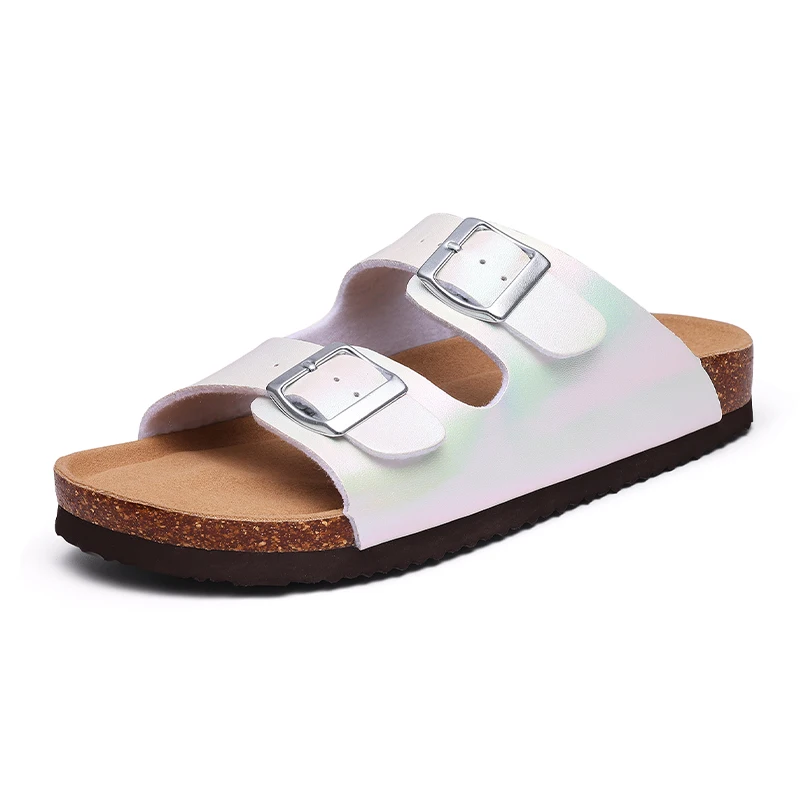 Smile Pop New Design Women Flat Sandals Gradient Beach Sandals Strap Adjustable Buckle Women Cork Clogs Sandals Home Sandals