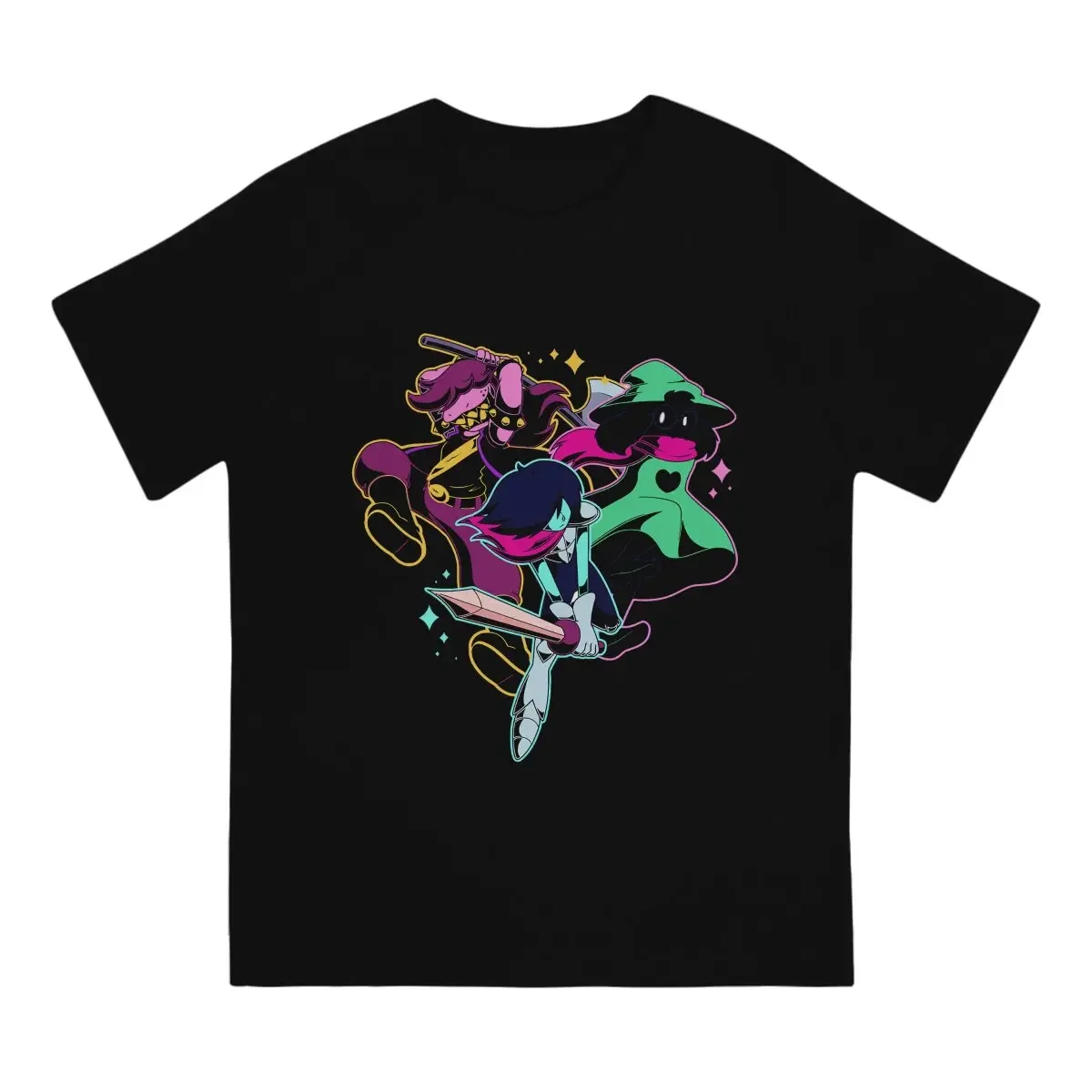 Vintage Ralsei Kris And Susie T-Shirt for Men Crew Neck T Shirt Deltarune Short Sleeve Tee Shirt Gift Idea Tops