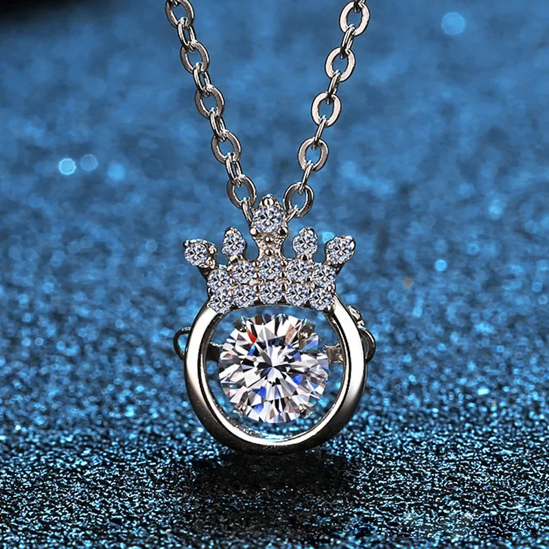 

18K Gold Inlaid Diamond Necklace Intelligent Crown Heart-shaped PT950 Platinum Women's Valentine's Day Gift Fashionable Pendant