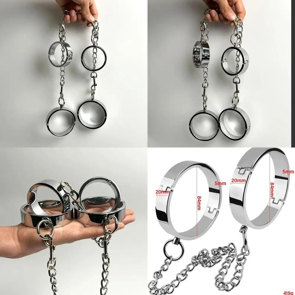 Brazalete de tobillo de muñeca de Metal plateado, pulsera de acero inoxidable cromado, brazalete de tobillera para muñeca, un par de equipo de sujeción para Bonda Unisex