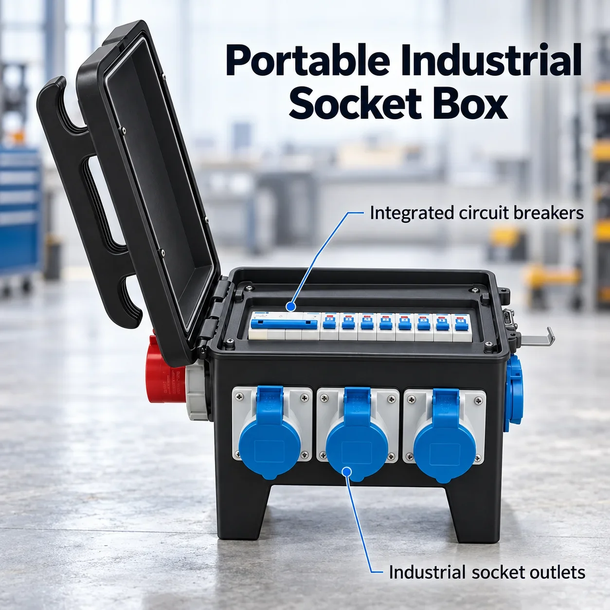 Portable Waterproof Inspection Box Socket Construction Site Mobile Power Distribution Box Temporary Electrical Box for Building