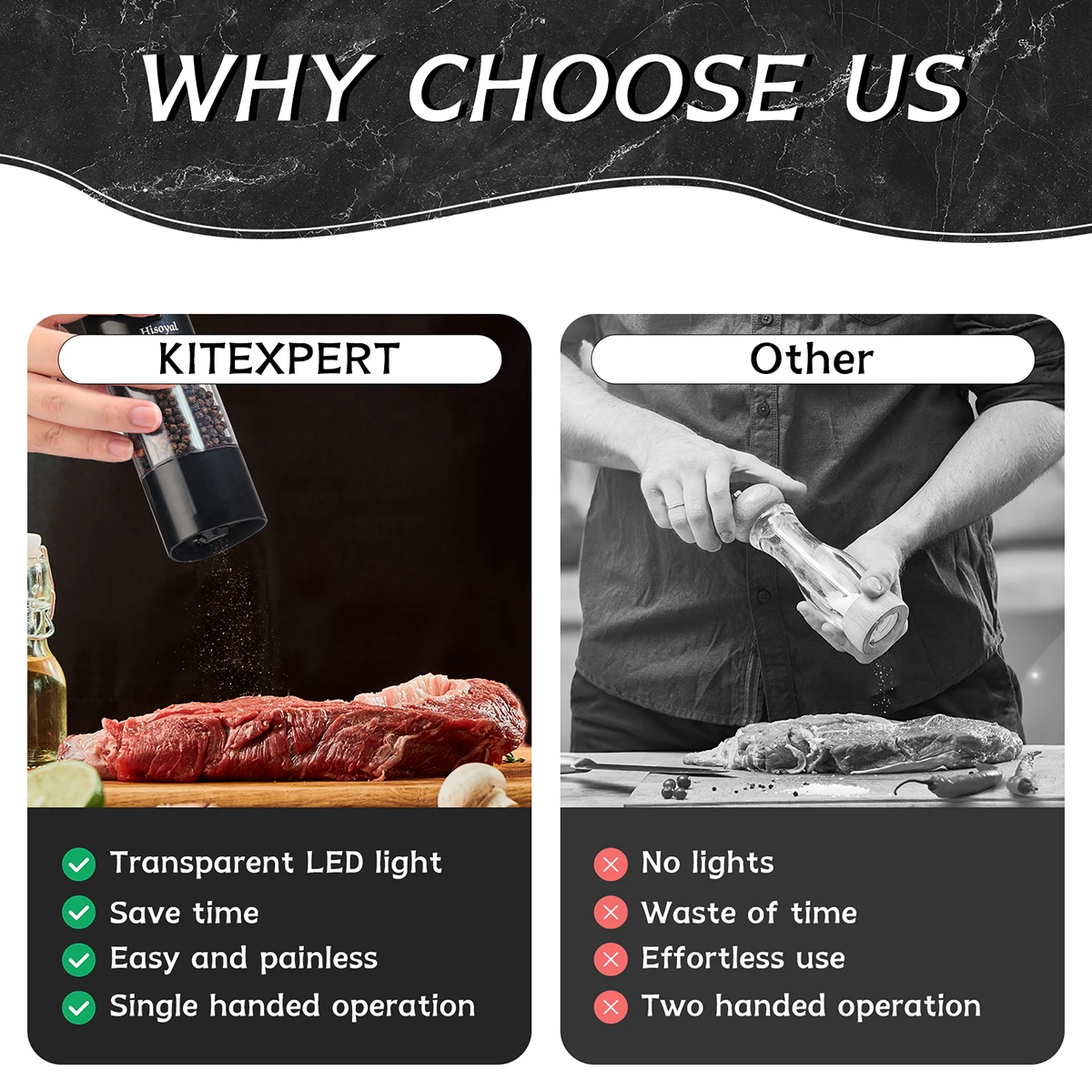 전기 소금 및 후추 분쇄기 USB 충전 자동 소금 및 후추 분쇄기, 주방 및 레스토랑에 적합