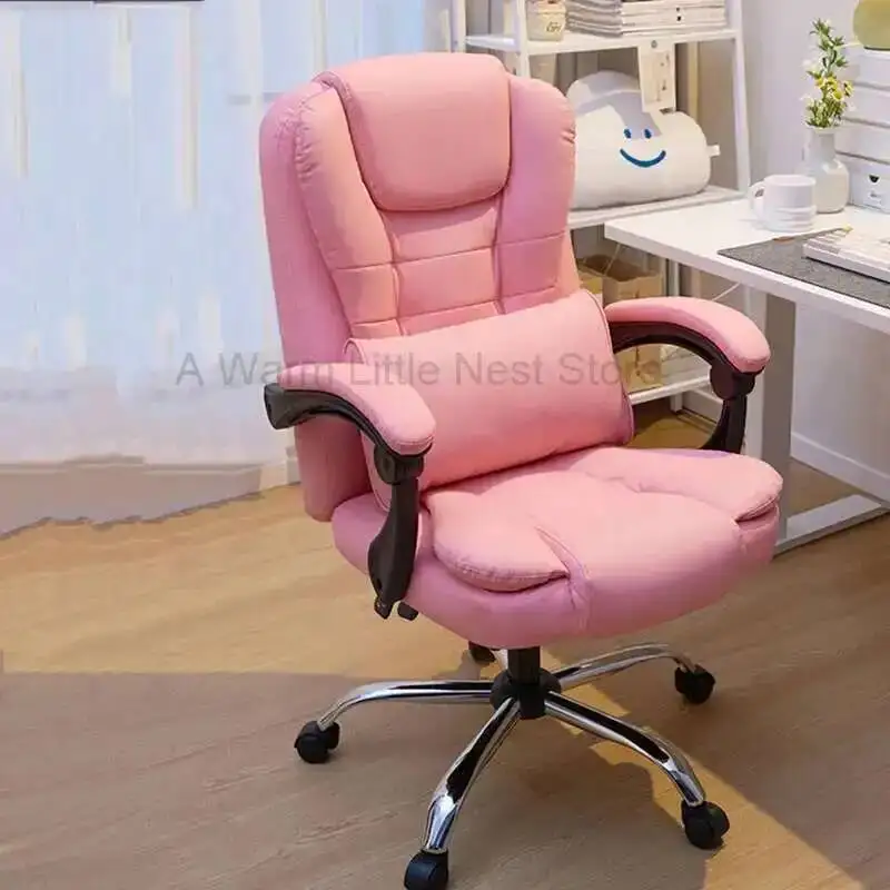 Cute Office Chair Leather Rolling Pink Salon Vanity Pink Gaming Chair Bedroom Study Silla Escritorio Livingroom Furniture Sets