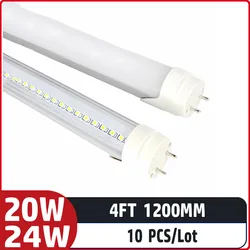 Lámpara Led fluorescente de 4 pies, 1200mm, 20w, 24W, entrada de AC85-265V para iluminación del hogar, SMD2835, tubo led T8 de alto brillo, 10 unidades por lote