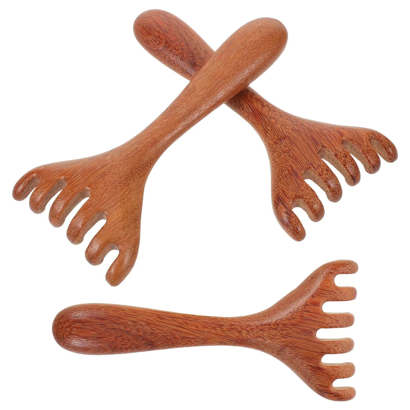 

3Pcs Six-Claw Meridian Massage Comb Wooden Sandalwood Foot Massager Long Handle Self Massage Tool Meridian Stimulation Relaxer