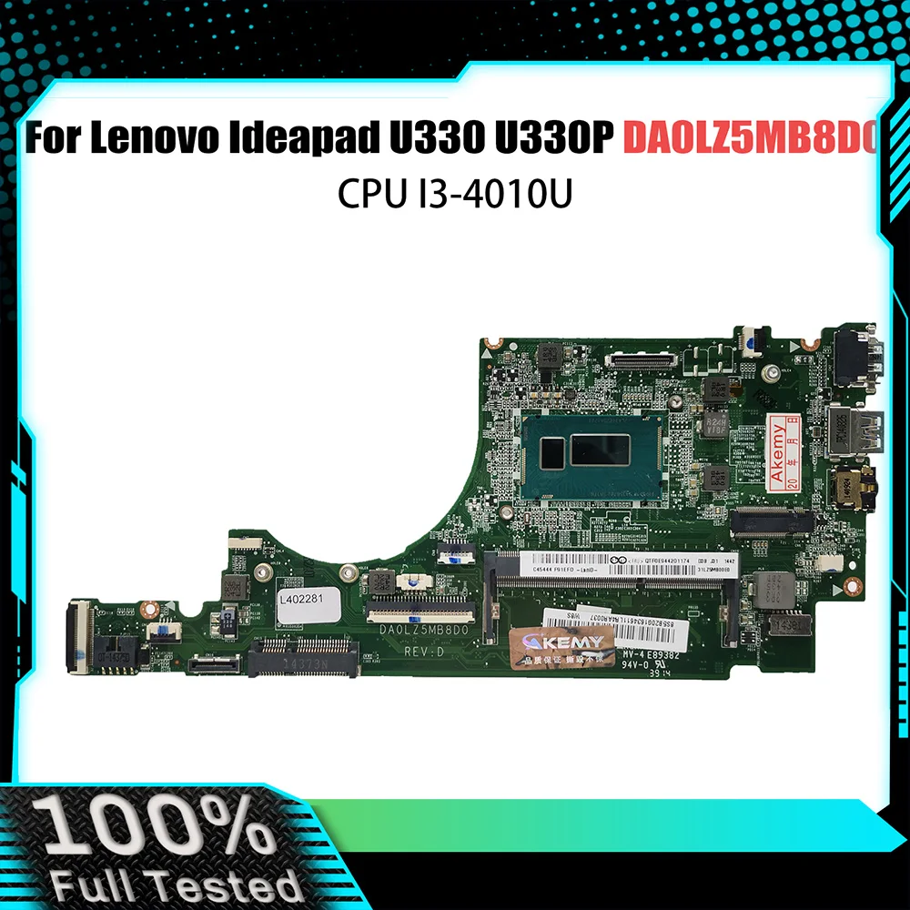 

DA0LZ5MB8D0 Notebook Mainboard For Lenovo Ideapad U330 U330P U330T Laptop Motherboard With I3-4010U CPU DDR3 Fully Tested