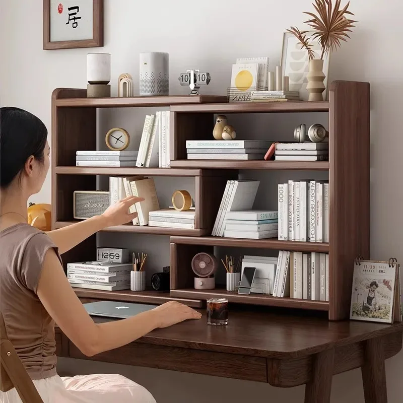 رف سطح المكتب رف كتب من الخشب الصلب طاولة على الحائط رف تخزين زاوية خزانة كتب منزلية خزانة بسيطة للمكتب #1