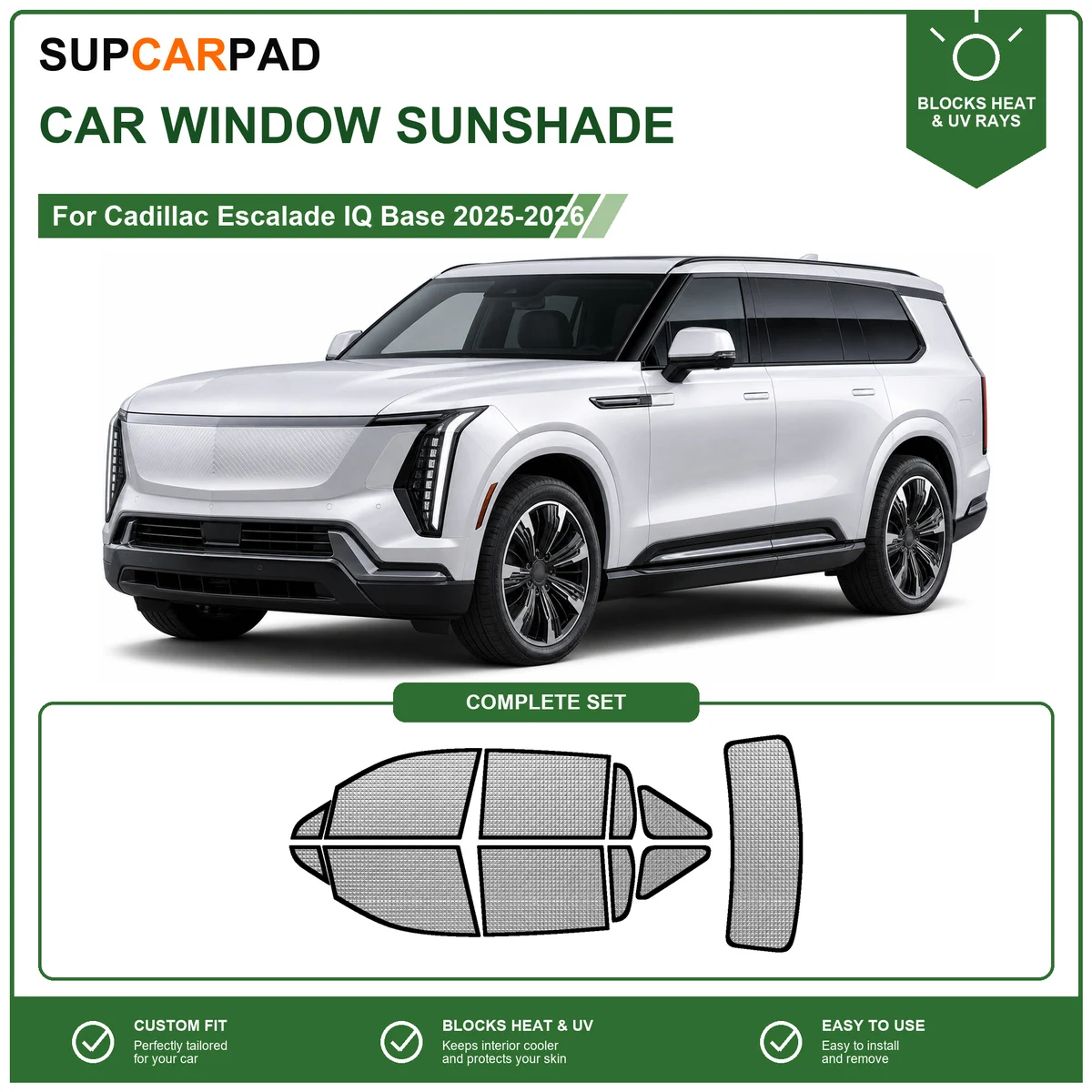 For Cadillac Escalade IQ Base 2025-2026 Full Set Car Window Sunshades UV Block Privacy Heat Insulated Foldable Car Curtain