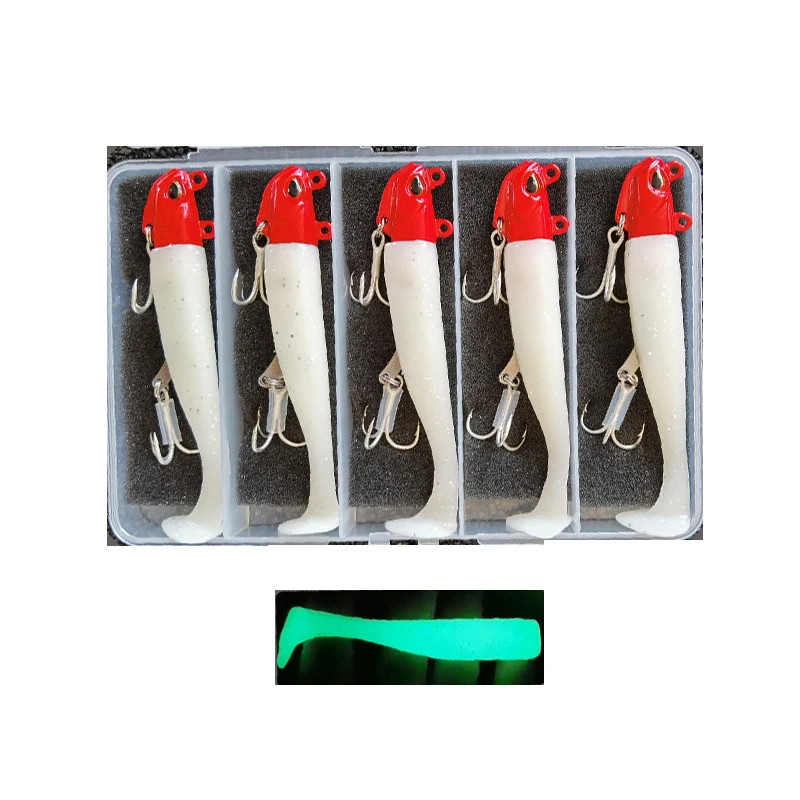 5 Stück 44g Künstlicher Köder Leuchtend/UV Makrelen-Meeresköder Bass Snapper Angelköder Wobbler Swimbait Jigging Plastikköder – Detail 7