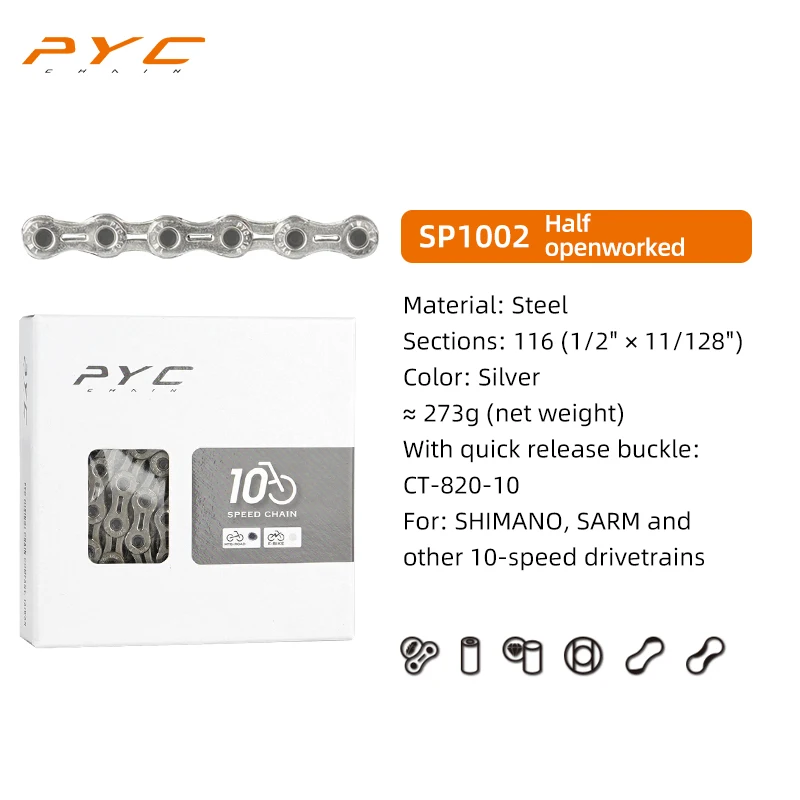 PYC Fietsketting Chroom Harden & Mushroom Pin Klinktechnologie voor Shimano, SARM, 10 11 12 Speed Aandrijflijnen Fietsen Onderdeel