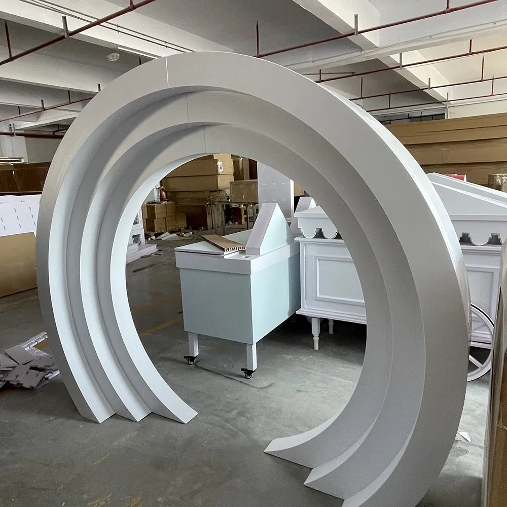 

Popular Round Pvc Wedding Events Furniture Decorations White Modern Style Event Backdrop