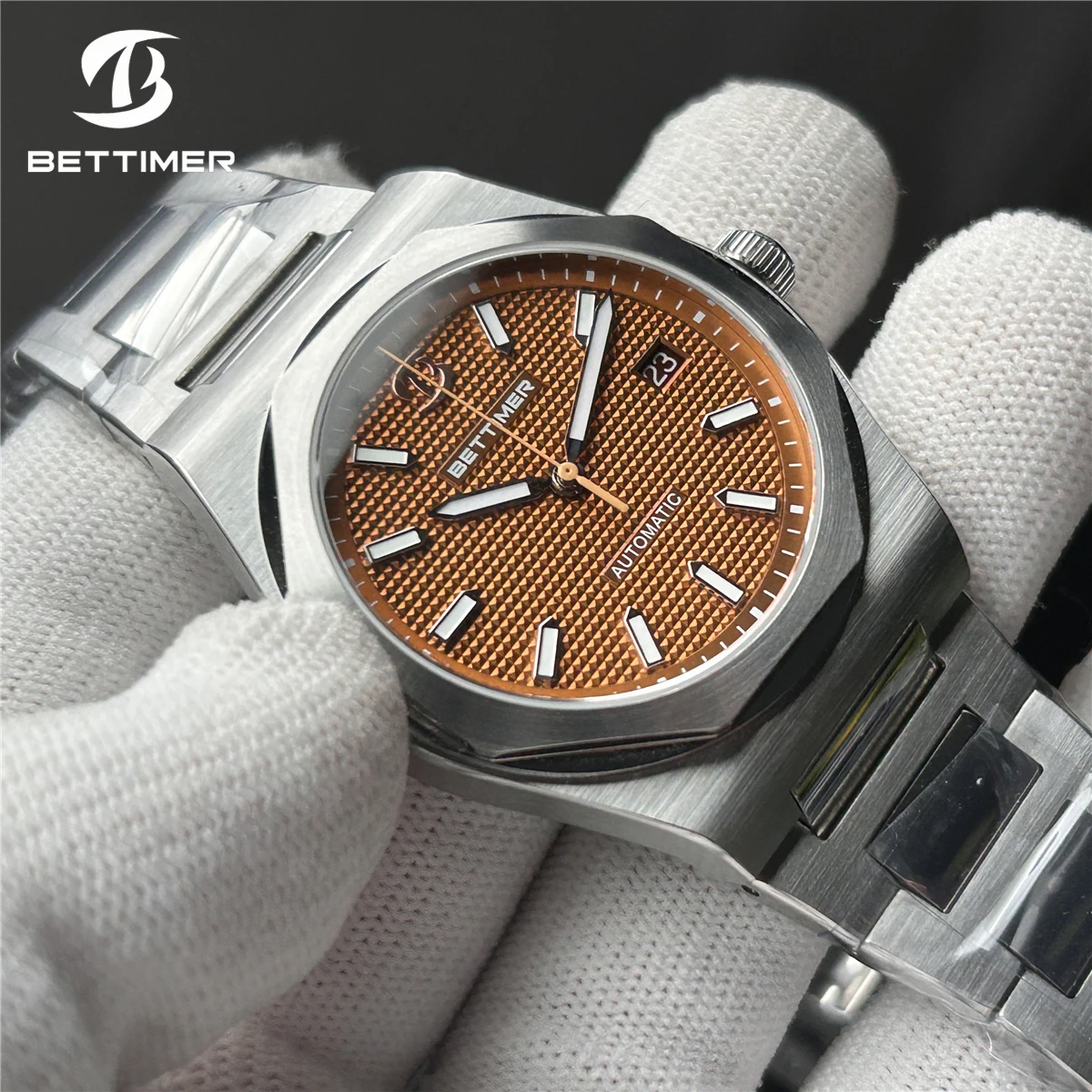 2024 BETTIMER Casual Retro Men Mechanical Watch PT5000 Sapphire Glass 100M Waterproof BGW-9 Luminous Wristwatches reloj hombre