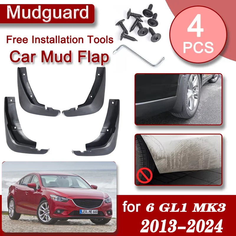 

Car Front Rear Mudguards For Mazda 6 GL1 GJ MK3 2013-2024 4PCS Car Accessories Luxury Fender Mudguard Anti-splash Mud Flap Guard