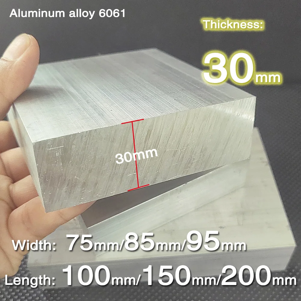 

Thickness 30mm Width 75 85 95 mm 6061 Aluminum Alloy Flat Bar Length 100mm 150mm 200mm