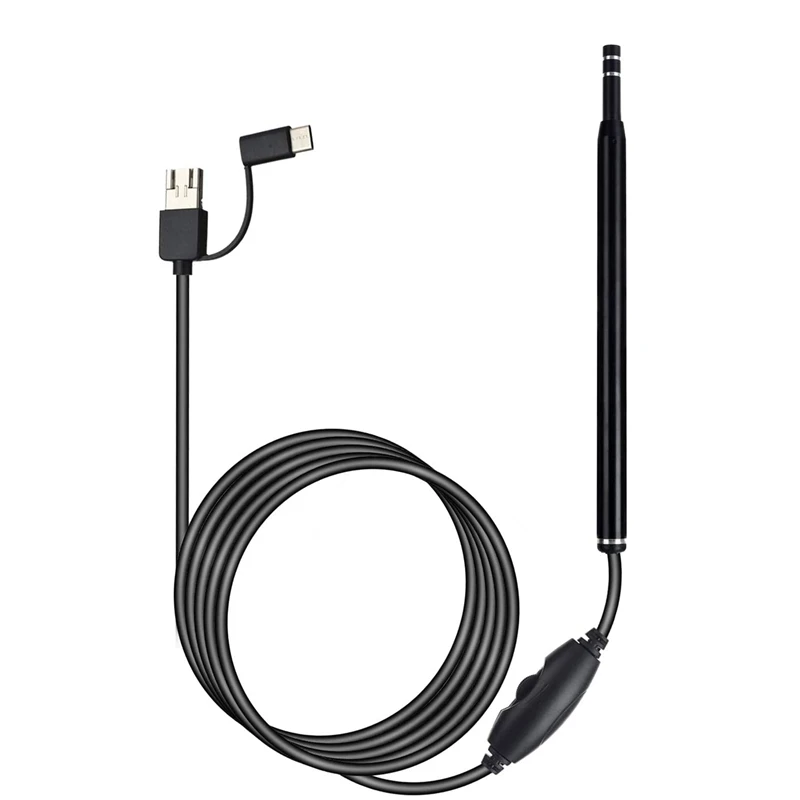 Three-In-One Endoscope Camera Otoscope Ear, Nose and Mouth Endoscope Camera, Adjustable 6LED, Suitable for Computer USB