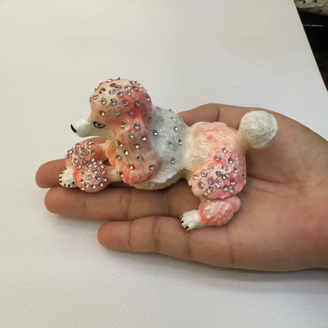 Enamel Plated Pet Shaped Ornaments Exquisite Ornaments, Creative Cute Big Poodle  Alloy Jewelry Storage Box Home Decor