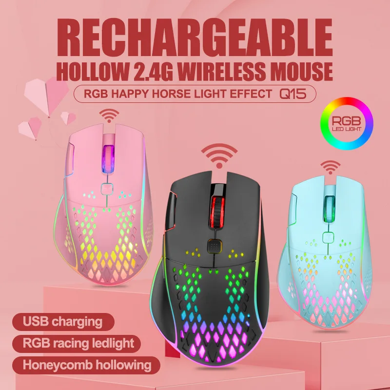 

NEW Rechargeable Gaming Mouse USB 2.4G Wireless RGB Light Honeycomb Gaming Mouse Desktop PC Computers Notebook Laptop Mice