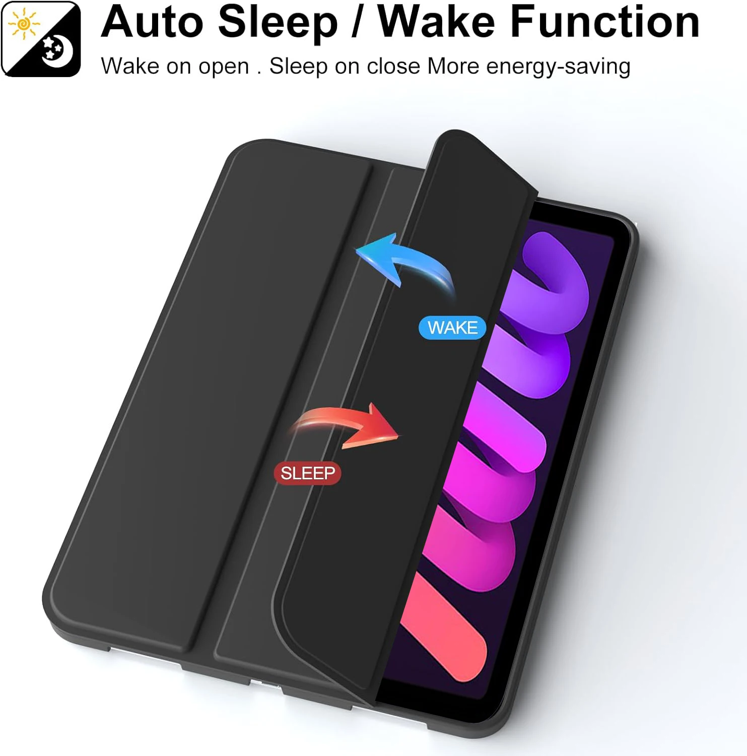 Tri-fold Flip Case For iPad Mini 6 A2568 Mini 7 (A17 Pro) 8.3'' A2995 Magnetic Stand PU Leather Protective Cover Auto Wake up
