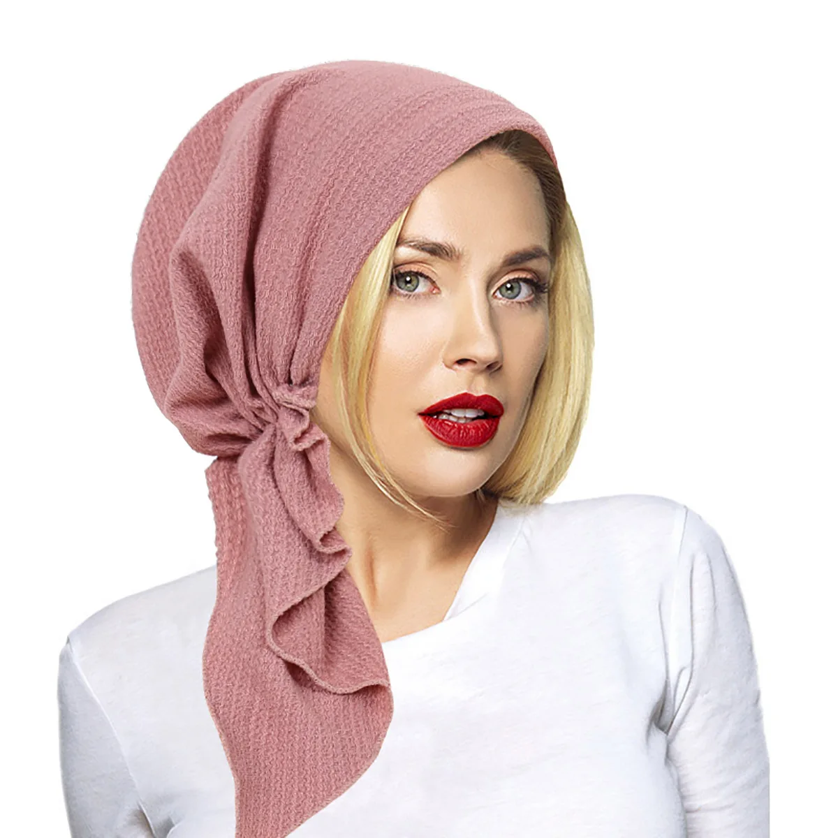 

Muslim Inner Hijab Turban Women Pre-Tied Long Tail Headscarf Wrap Chemo Cap Beanies Bonnet Head Scarf Stretch Headwear Hat Mujer