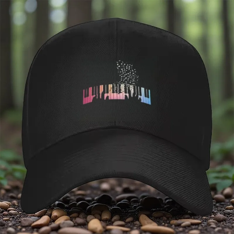 Piano Keyboard Music Notes Baseball Cap Adjustable Sunshade Hat Unisex Outdoor Sport Style