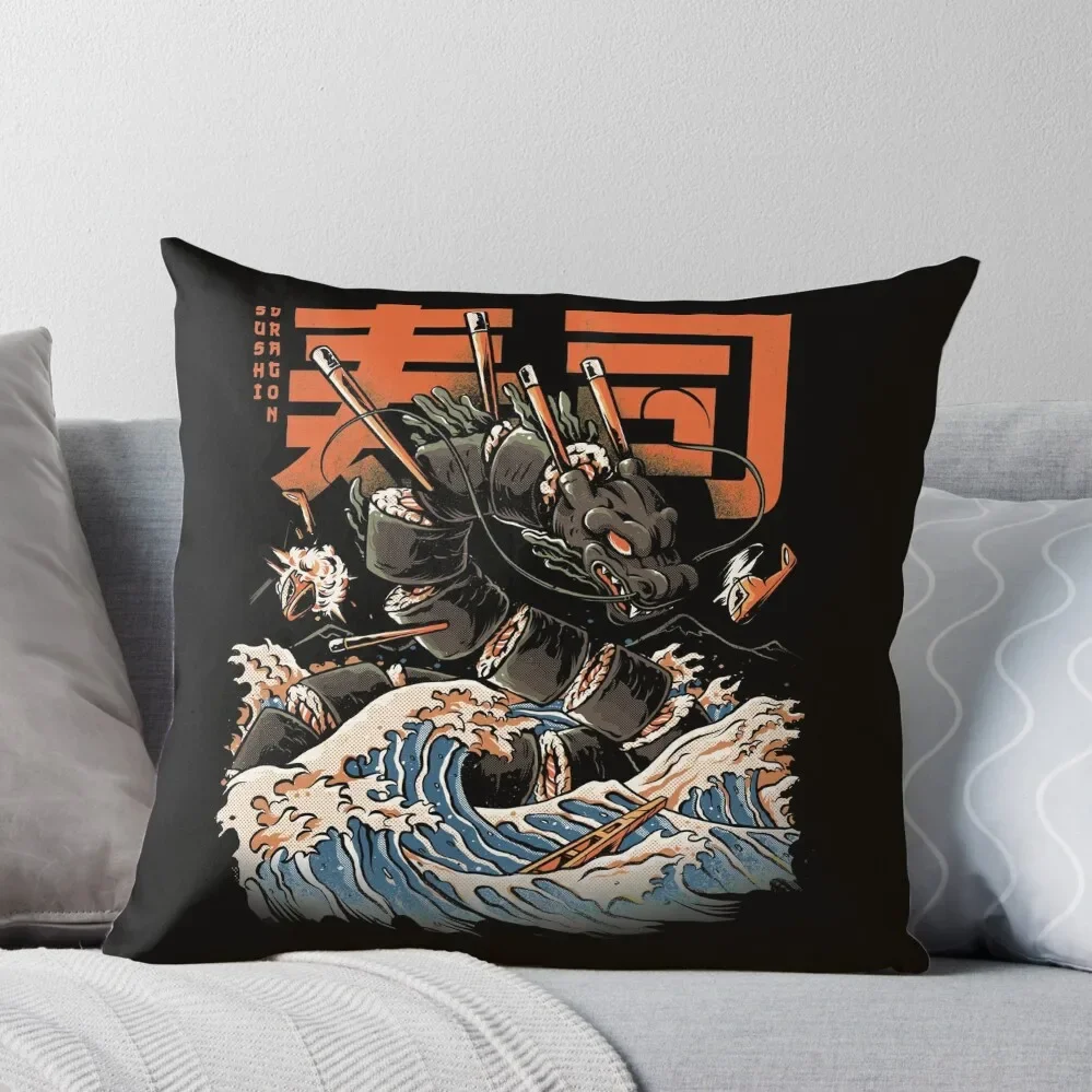 

The Black Sushi Dragon Throw Pillow Luxury Pillow Cover Marble Cushion Cover Sofa Cushions