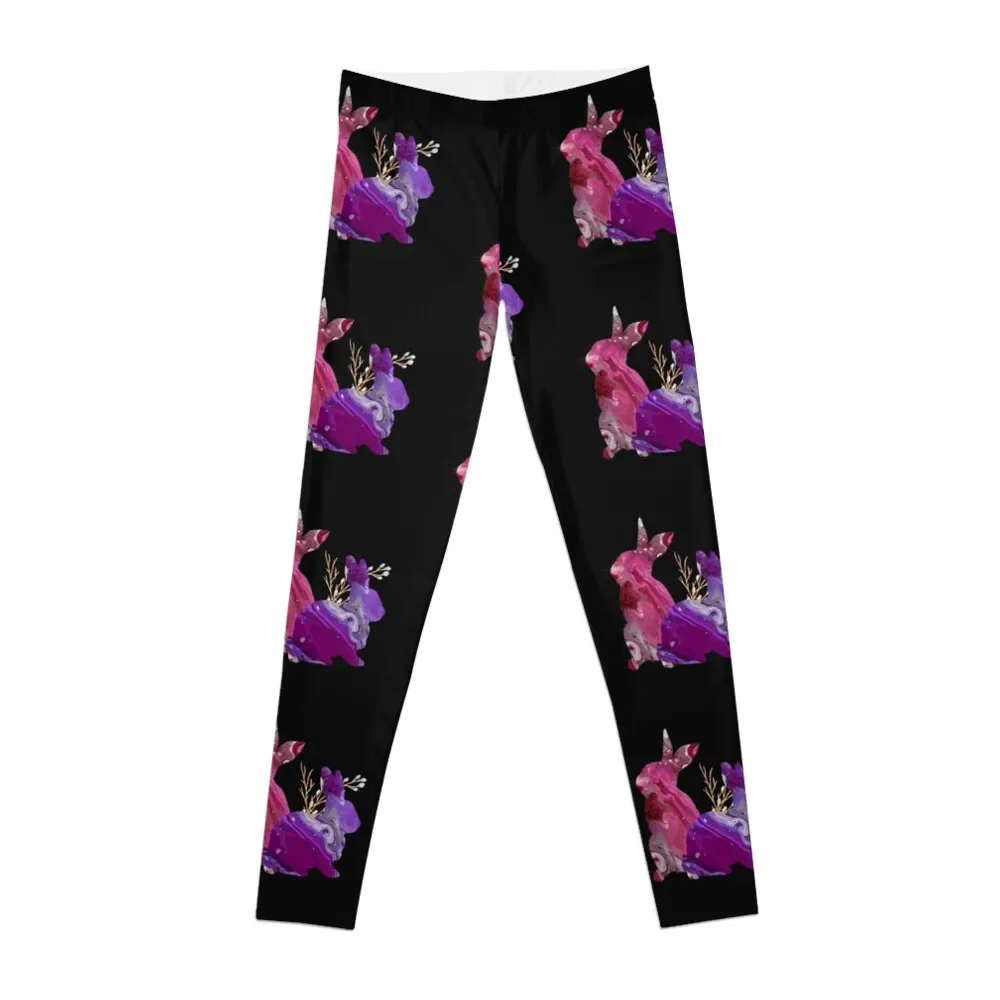 

Fluid Art Abstract Bunny - Easter Bunnies - Pink Purple Bunny Artwork Print Design. Leggings Sports pants woman Womens Leggings