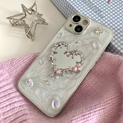 3D Love Butterfly Flower Diamond Mirror Phone Case for Iphone 16 15 14 13 12 Pro Max Plus Ins Girl Glitter Plating Hard PC Case