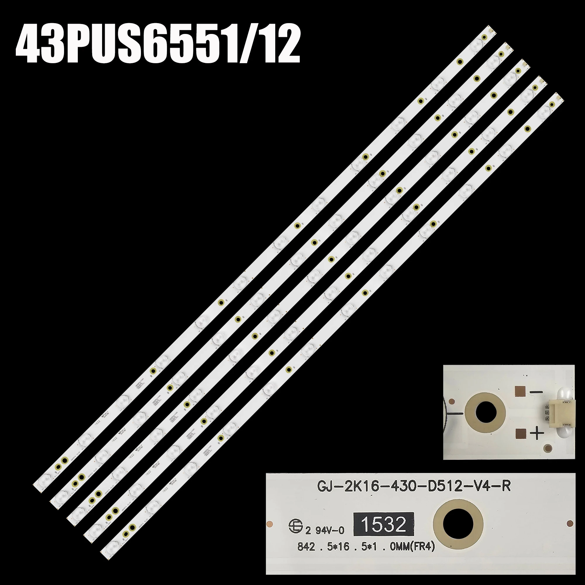 New 5 PCS 12LED LED backlight strip for 43PUS6551 43PUS6401 LB43014 V0_00 43PUS6501 43PUS6101 43PUS6201 TPT430U3 43PUH6101