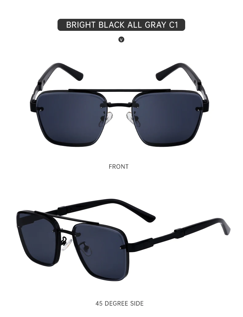 Übergroße quadratische Sonnenbrille für Herren, große Luxus-Designer-Vintage-Metall-Sonnenbrille für Männer, modische Eyewear, Gafas De Sol – Detail 12