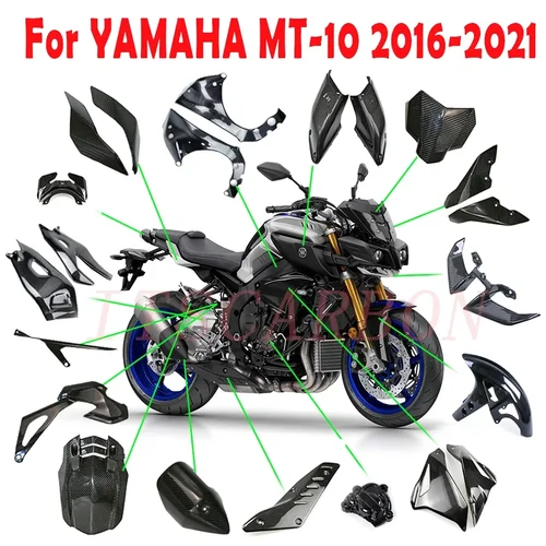 Para YAMAHA MT10 FZ10 2016 - 2020 2021, accesorios para motocicleta, piezas de reequipamiento de fibra de carbono Real, Kits de paneles de cubierta de guardabarros de carenado