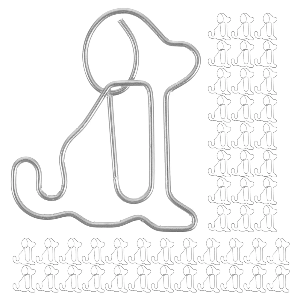 100pcs Sitting Dog Bookmarks Creative Paper Clips for Office Documents Files Notes Metal Small Dog Shaped Colored Unique Desk